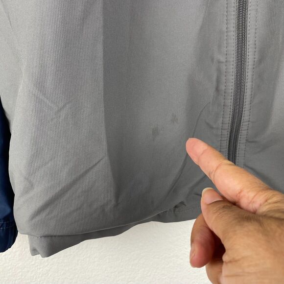 Reebok Zip Up Fleece Lined Windbreaker Jacket Men’s L Navy & Gray - Picture 10 of 10